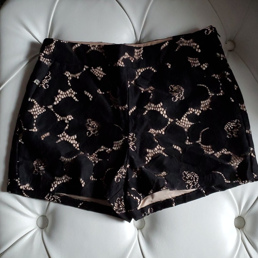 Express Black and Cream Lace Women Shorts